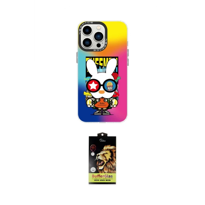 ieg™ iPhone 14 Pro Kılıf Siluet Çizgi Koleksiyonu - Siyah Buffer Cam Ekran Koruyucu