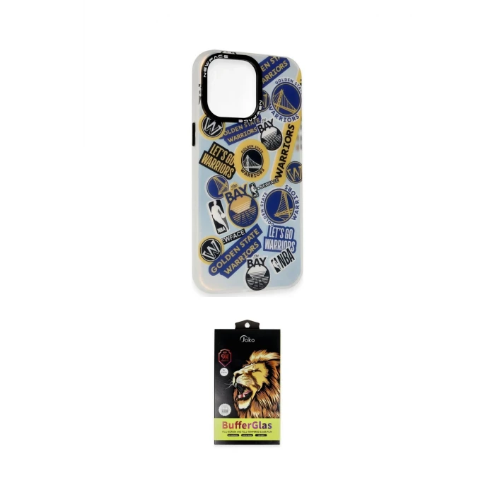 ieg™ iPhone 14 Pro Kılıf Siluet Çizgi Koleksiyonu - Siyah Buffer Cam Ekran Koruyucu