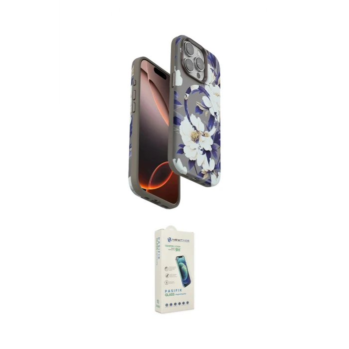 ieg™ iPhone 14 Pro Kılıf Siluet Doku - Şeffaf Pasifik Cam Ekran Koruyucu
