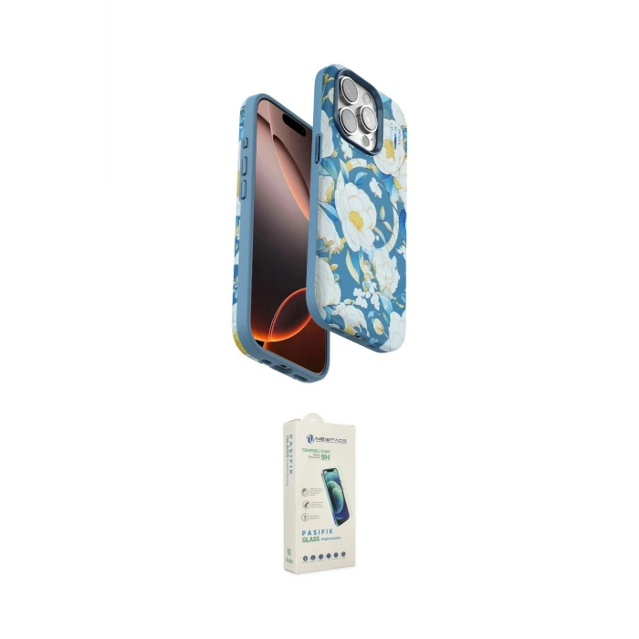 ieg™ iPhone 14 Pro Kılıf Siluet Doku - Şeffaf Pasifik Cam Ekran Koruyucu