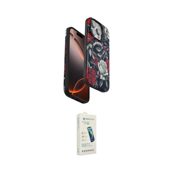 ieg™ iPhone 14 Pro Kılıf Siluet Doku - Şeffaf Pasifik Cam Ekran Koruyucu