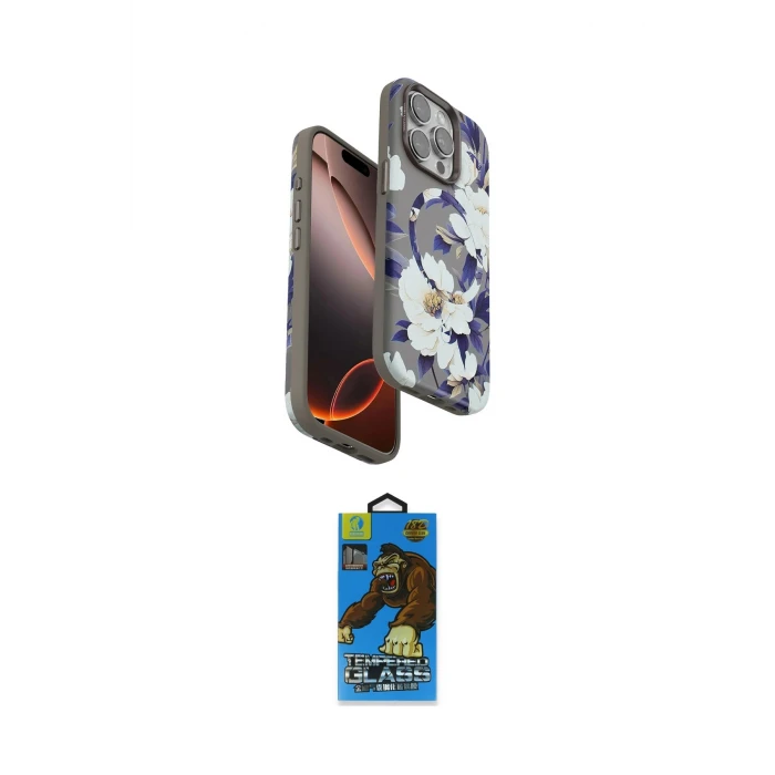 ieg™ iPhone 14 Pro Kılıf Siluet Doku - Siyah 18D Cam Ekran Koruyucu