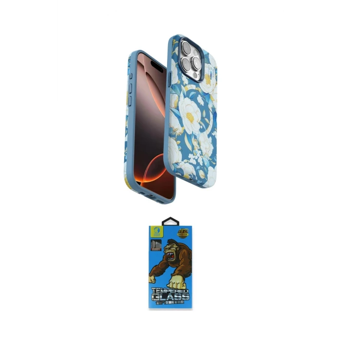 ieg™ iPhone 14 Pro Kılıf Siluet Doku - Siyah 18D Cam Ekran Koruyucu