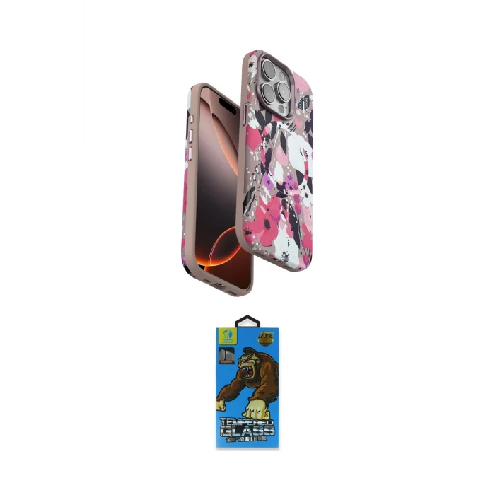 ieg™ iPhone 14 Pro Kılıf Siluet Doku - Siyah 18D Cam Ekran Koruyucu