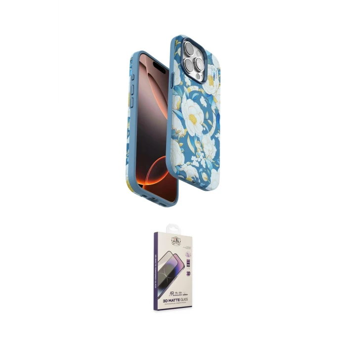 ieg™ iPhone 14 Pro Kılıf Siluet Doku - Siyah Bilvis 3D Mat Cam Ekran Koruyucu