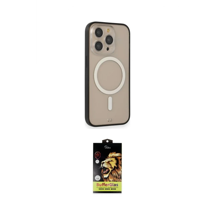 ieg™ iPhone 14 Pro Kılıf Siluet Işık Koleksiyonu - Siyah Buffer Cam Ekran Koruyucu
