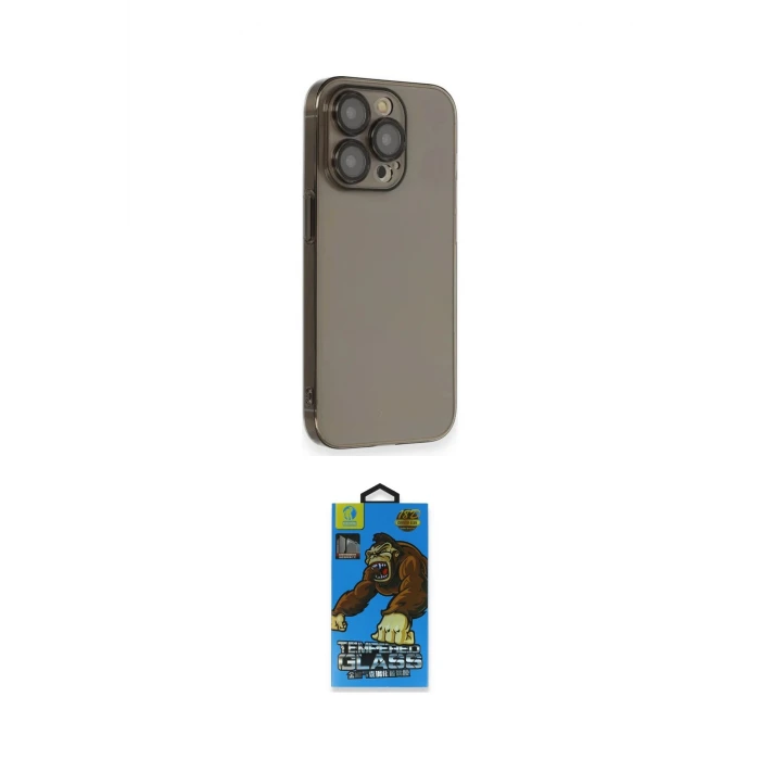 ieg™ iPhone 14 Pro Kılıf Siluet Minimal Özel Seri - Siyah 18D Cam Ekran Koruyucu