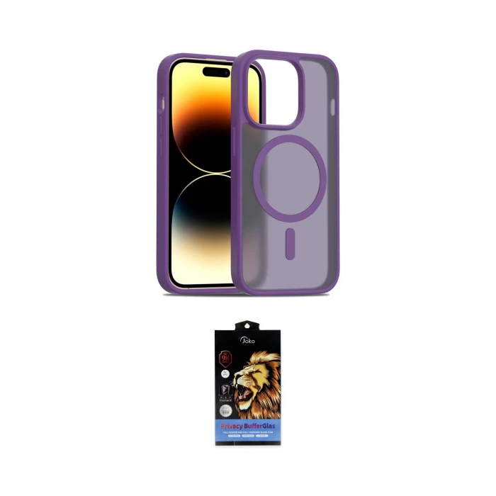 ieg™ iPhone 14 Pro Kılıf Siluet Minimal Prime - Siyah Buffer Hayalet Cam Ekran Koruyucu