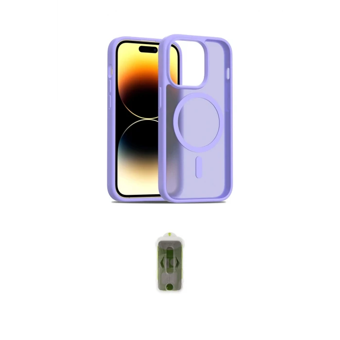 ieg™ iPhone 14 Pro Kılıf Siluet Minimal Prime - Siyah Joko Magic 5D Hayalet Cam