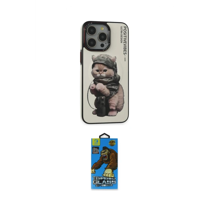 ieg™ iPhone 14 Pro Kılıf Siluet Modern Özel Seri - Siyah 18D Cam Ekran Koruyucu