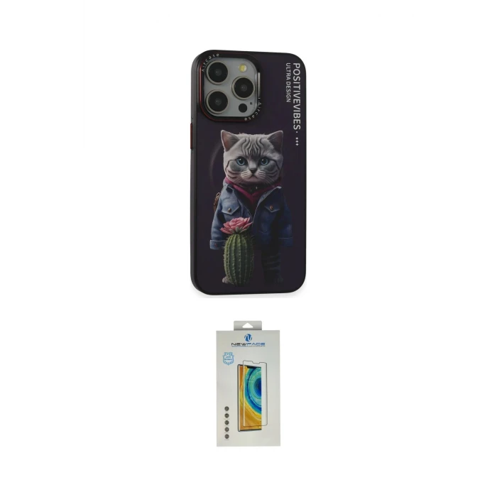 ieg™ iPhone 14 Pro Kılıf Siluet Modern Özel Seri - Siyah Polymer Nano Ekran Koruyucu