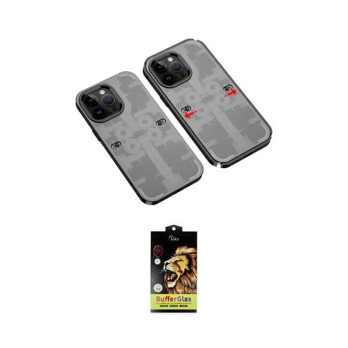 ieg™ iPhone 14 Pro Kılıf Ufuk Doku Prime - Siyah Buffer Cam Ekran Koruyucu