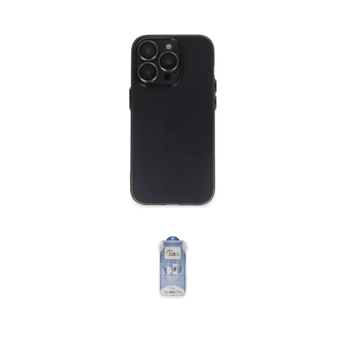 ieg™ iPhone 14 Pro Kılıf Ufuk Minimal Özel Seri - Siyah Joko Magic 5D Cam