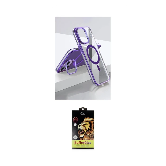 ieg™ iPhone 14 Pro Kılıf Vadi Çizgi Özel Seri - Siyah Buffer Cam Ekran Koruyucu