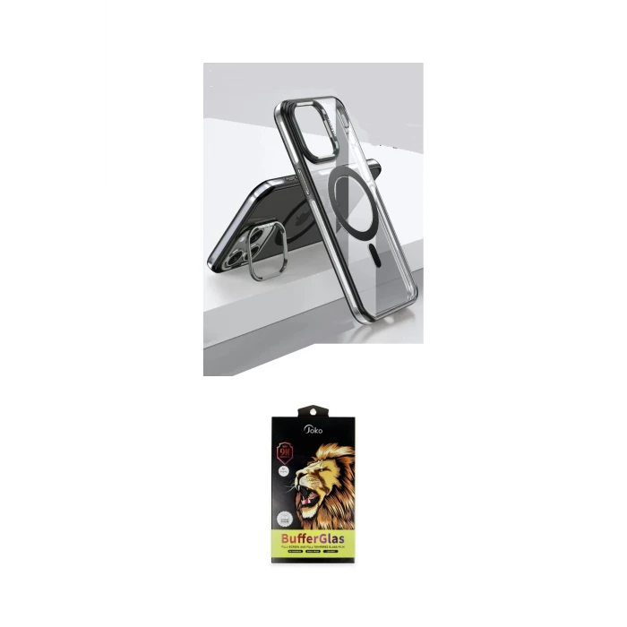 ieg™ iPhone 14 Pro Kılıf Vadi Çizgi Özel Seri - Siyah Buffer Cam Ekran Koruyucu