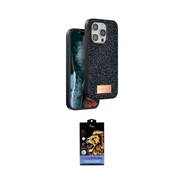 ieg™ iPhone 14 Pro Kılıf Vadi Klasik Serisi - Siyah Buffer Hayalet Cam Ekran Koruyucu