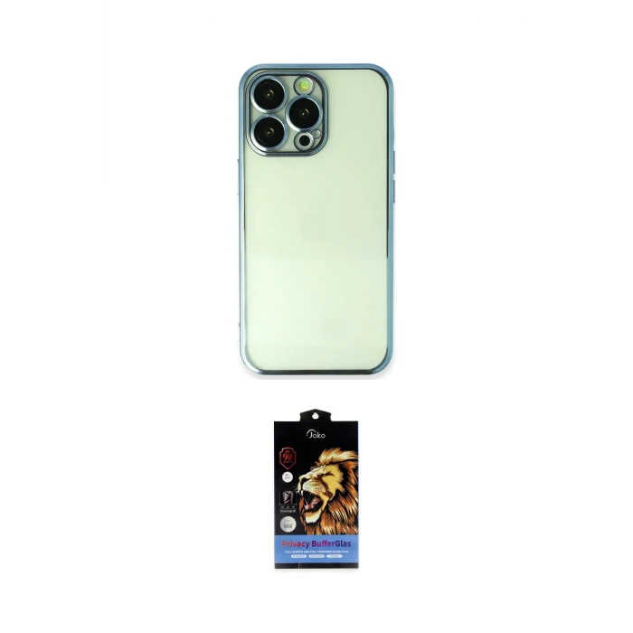ieg™ iPhone 14 Pro Kılıf Vadi Minimal - Siyah Buffer Hayalet Cam Ekran Koruyucu