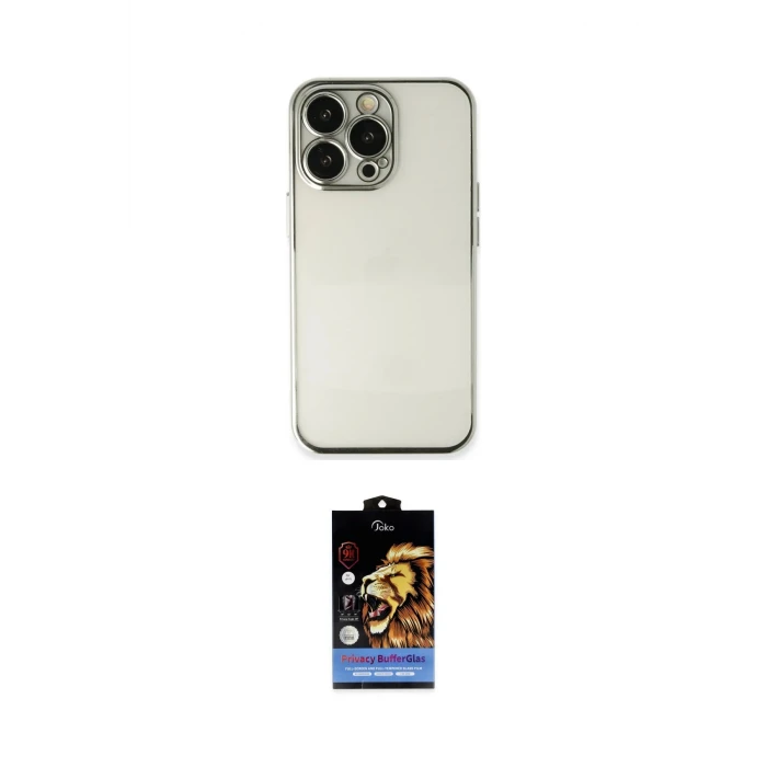 ieg™ iPhone 14 Pro Kılıf Vadi Minimal - Siyah Buffer Hayalet Cam Ekran Koruyucu