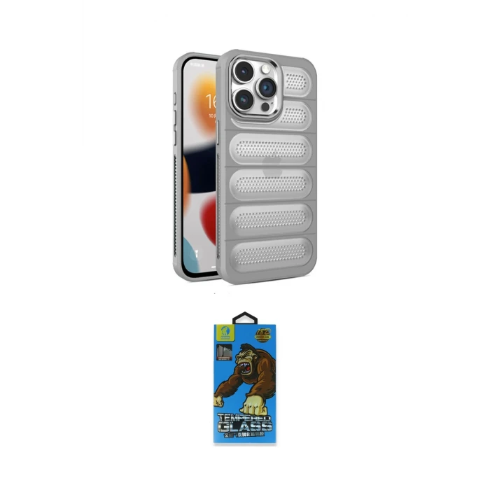 ieg™ iPhone 14 Pro Kılıf Yadigar Doku Özel Seri - Siyah 18D Cam Ekran Koruyucu