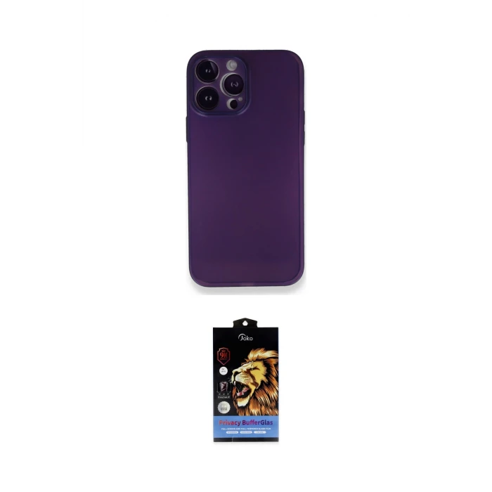 ieg™ iPhone 14 Pro Kılıf Yadigar Yansıma Serisi - Siyah Buffer Hayalet Cam Ekran Koruyucu