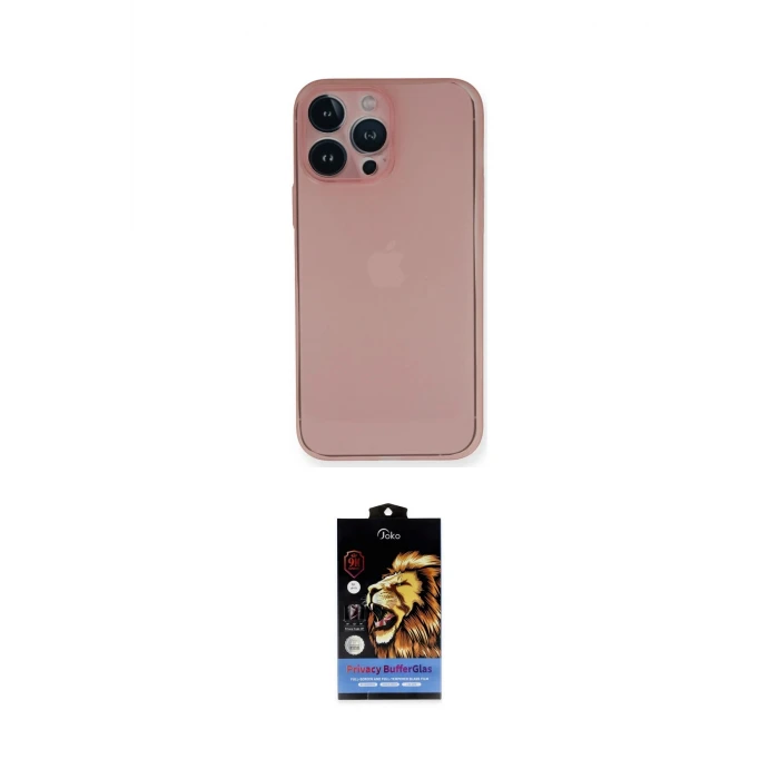 ieg™ iPhone 14 Pro Kılıf Yadigar Yansıma Serisi - Siyah Buffer Hayalet Cam Ekran Koruyucu
