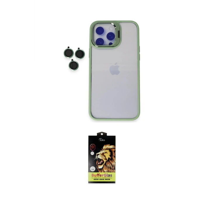 ieg™ iPhone 14 Pro Kılıf Yankı Asil Serisi - Siyah Buffer Cam Ekran Koruyucu