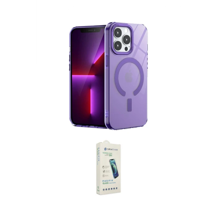 ieg™ iPhone 14 Pro Kılıf Yankı Çizgi - Şeffaf Pasifik Cam Ekran Koruyucu