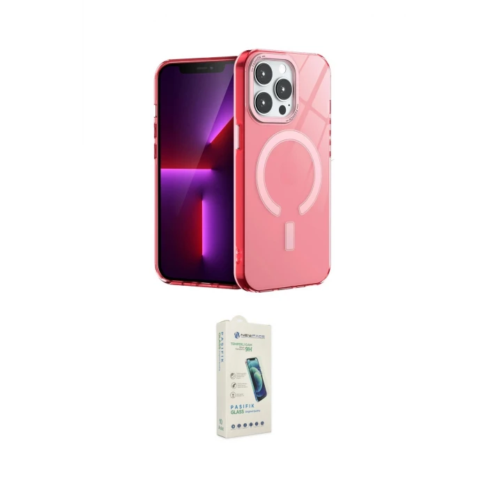 ieg™ iPhone 14 Pro Kılıf Yankı Çizgi - Şeffaf Pasifik Cam Ekran Koruyucu