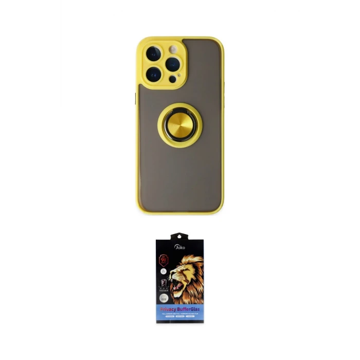 ieg™ iPhone 14 Pro Kılıf Yörünge Çizgi - Siyah Buffer Hayalet Cam Ekran Koruyucu