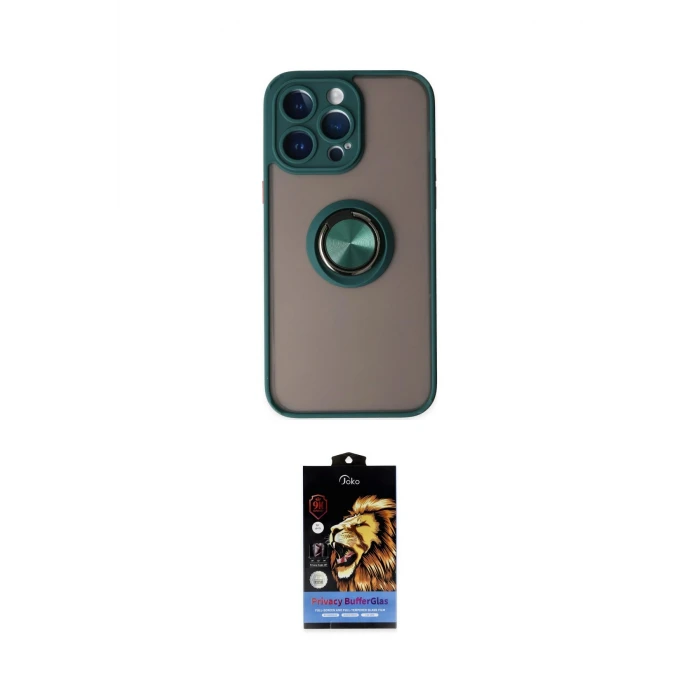 ieg™ iPhone 14 Pro Kılıf Yörünge Çizgi - Siyah Buffer Hayalet Cam Ekran Koruyucu