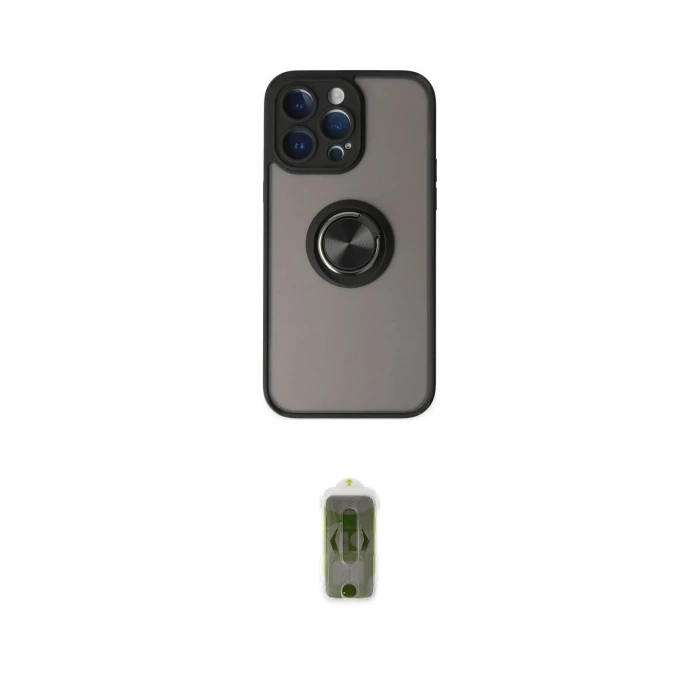 ieg™ iPhone 14 Pro Kılıf Yörünge Çizgi - Siyah Joko Magic 5D Hayalet Cam