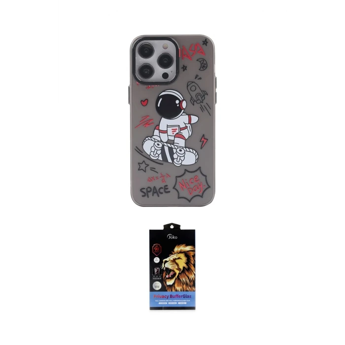 ieg™ iPhone 14 Pro Kılıf Zirve Form Özel Seri - Siyah Buffer Hayalet Cam Ekran Koruyucu