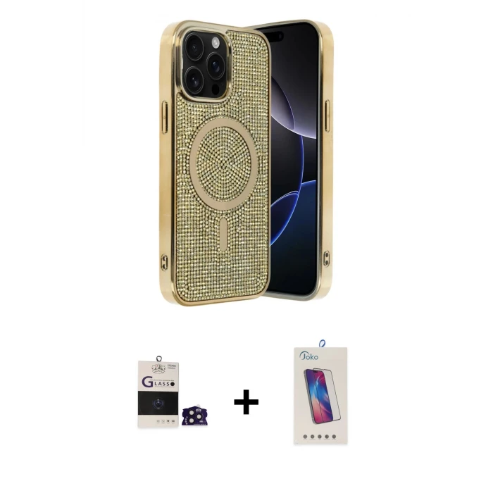 ieg™ iPhone 14 Pro Max Eksen Çizgi - Siyah Joko 5D Cam + Derin Mor Bilvis Titan Kamera Lens
