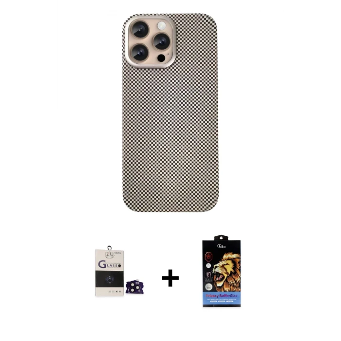 ieg™ iPhone 14 Pro Max Eksen Prime - Siyah Buffer Hayalet Cam Ekran Koruyucu + Siyah Bilvis Titan Kamera Lens