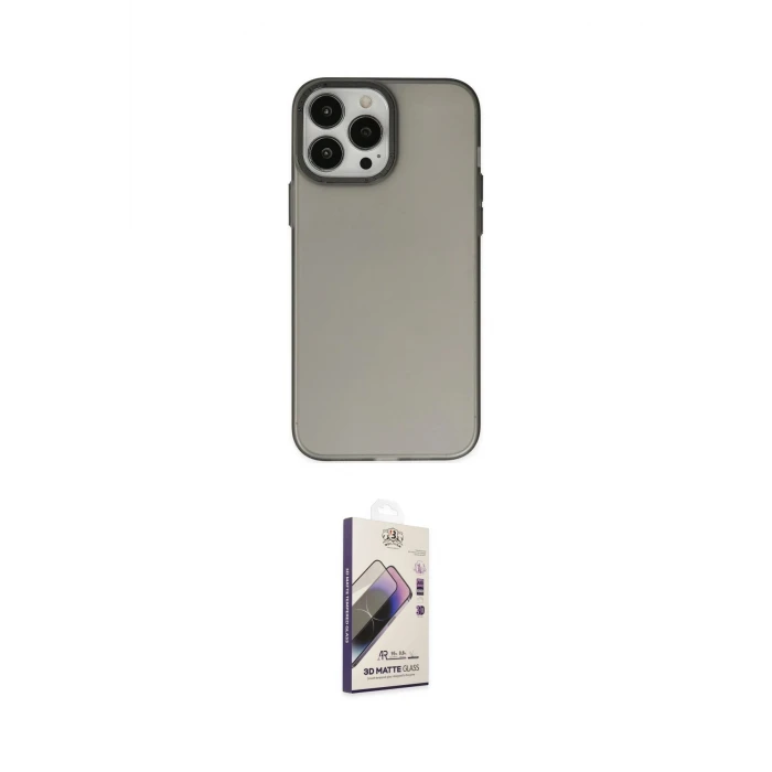 ieg™ iPhone 14 Pro Max Kılıf Ahenk Çizgi Prime - Siyah Bilvis 3D Mat Cam Ekran Koruyucu