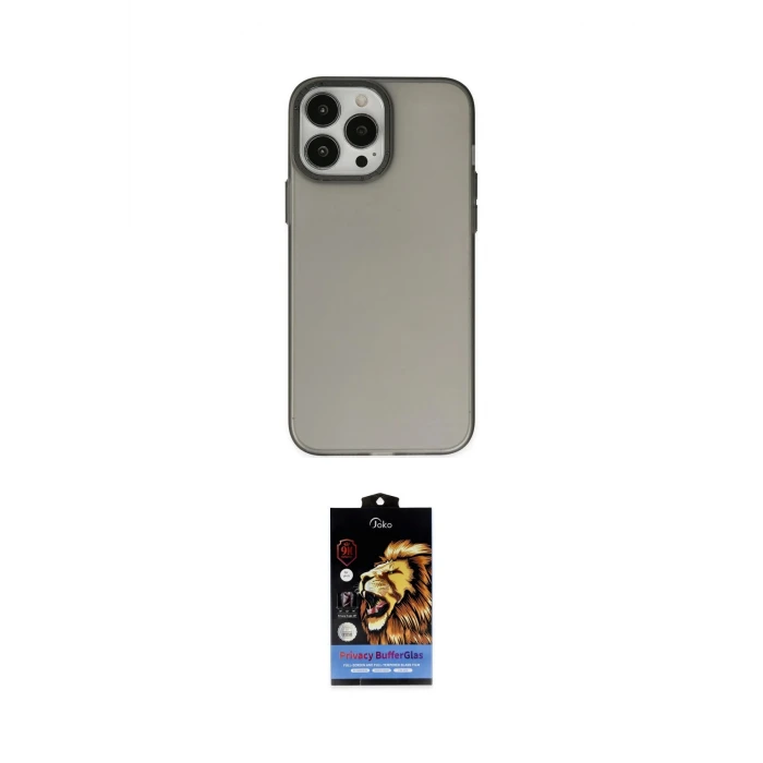 ieg™ iPhone 14 Pro Max Kılıf Ahenk Çizgi Prime - Siyah Buffer Hayalet Cam Ekran Koruyucu
