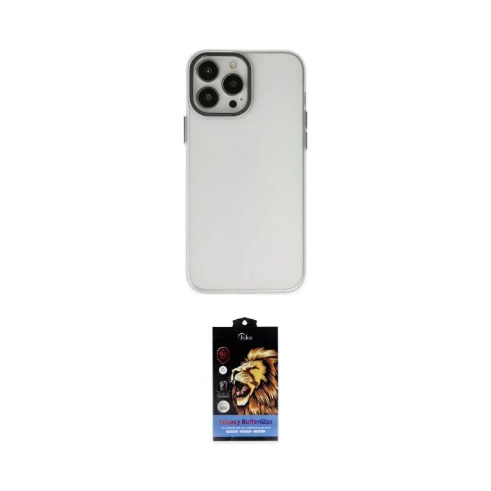 ieg™ iPhone 14 Pro Max Kılıf Ahenk Çizgi Prime - Siyah Buffer Hayalet Cam Ekran Koruyucu