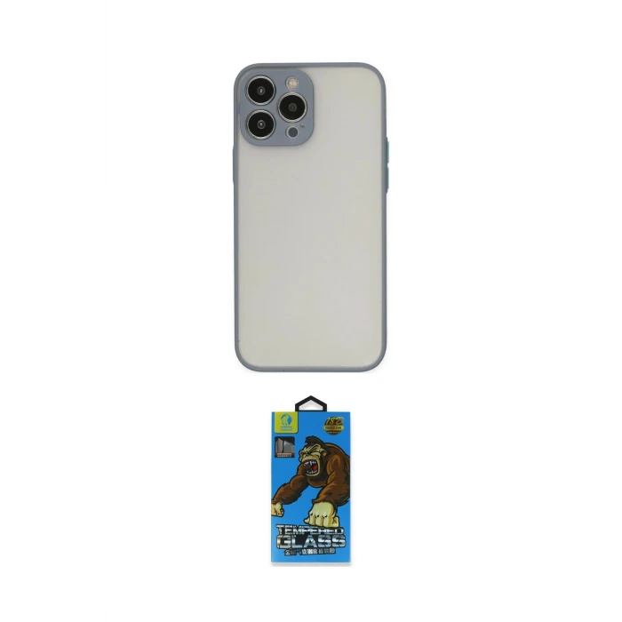 ieg™ iPhone 14 Pro Max Kılıf Ahenk Çizgi Serisi - Siyah 18D Cam Ekran Koruyucu