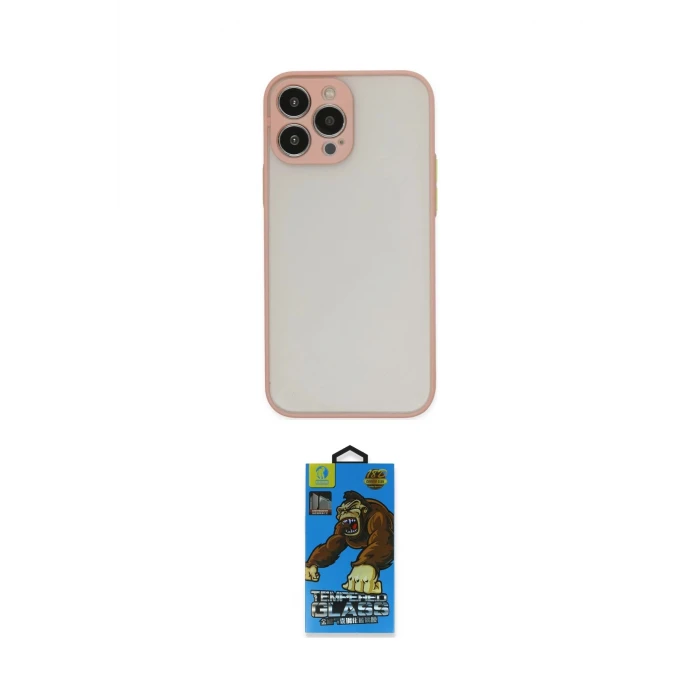ieg™ iPhone 14 Pro Max Kılıf Ahenk Çizgi Serisi - Siyah 18D Cam Ekran Koruyucu