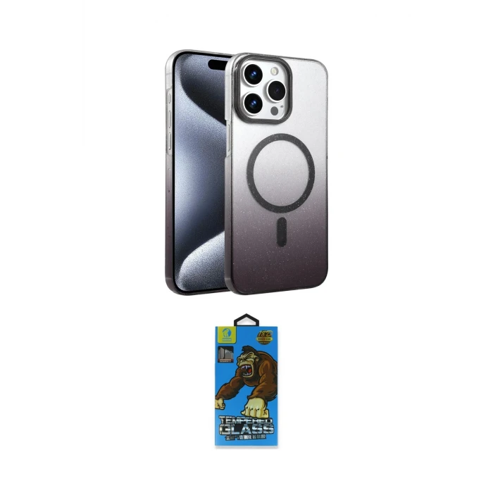 ieg™ iPhone 14 Pro Max Kılıf Ahenk Doku Özel Seri - Siyah 18D Cam Ekran Koruyucu