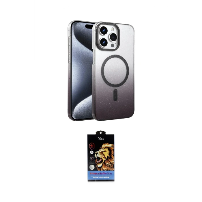 ieg™ iPhone 14 Pro Max Kılıf Ahenk Doku Özel Seri - Siyah Buffer Hayalet Cam Ekran Koruyucu