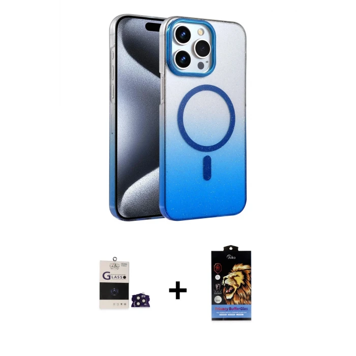 ieg™ iPhone 14 Pro Max Kılıf Ahenk Doku Özel Seri - Siyah Buffer Hayalet Cam Ekran Koruyucu + Derin Mor Bilvis Titan Kamera Lens