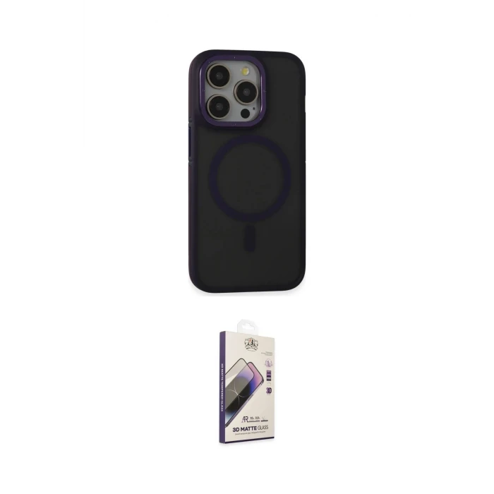 ieg™ iPhone 14 Pro Max Kılıf Ahenk Form Serisi - Siyah Bilvis 3D Mat Cam Ekran Koruyucu