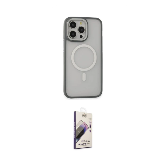 ieg™ iPhone 14 Pro Max Kılıf Ahenk Form Serisi - Siyah Bilvis 3D Mat Cam Ekran Koruyucu