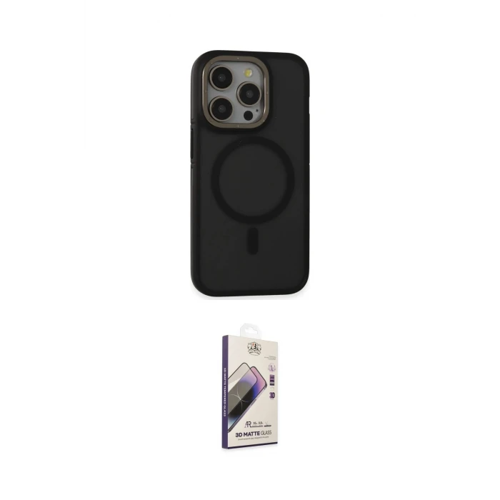ieg™ iPhone 14 Pro Max Kılıf Ahenk Form Serisi - Siyah Bilvis 3D Mat Cam Ekran Koruyucu