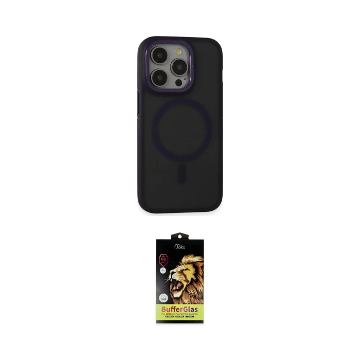 ieg™ iPhone 14 Pro Max Kılıf Ahenk Form Serisi - Siyah Buffer Cam Ekran Koruyucu