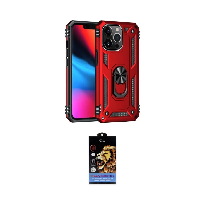 ieg™ iPhone 14 Pro Max Kılıf Ahenk Klasik Koleksiyonu - Siyah Buffer Hayalet Cam Ekran Koruyucu