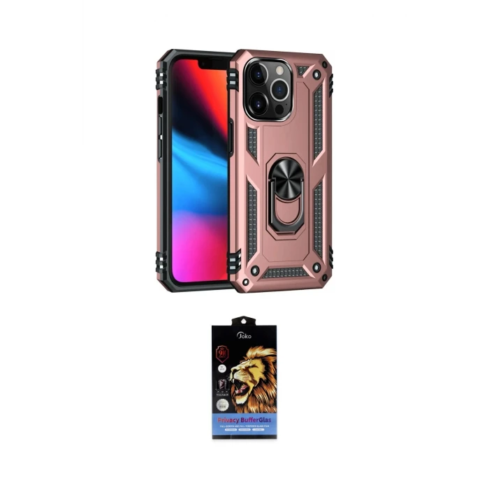 ieg™ iPhone 14 Pro Max Kılıf Ahenk Klasik Koleksiyonu - Siyah Buffer Hayalet Cam Ekran Koruyucu