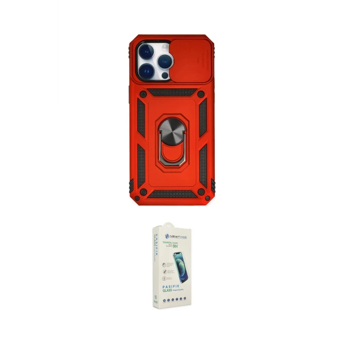ieg™ iPhone 14 Pro Max Kılıf Ahenk Klasik - Şeffaf Pasifik Cam Ekran Koruyucu