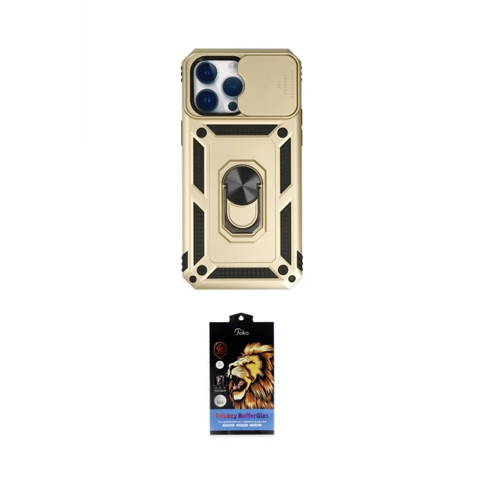 ieg™ iPhone 14 Pro Max Kılıf Ahenk Klasik - Siyah Buffer Hayalet Cam Ekran Koruyucu